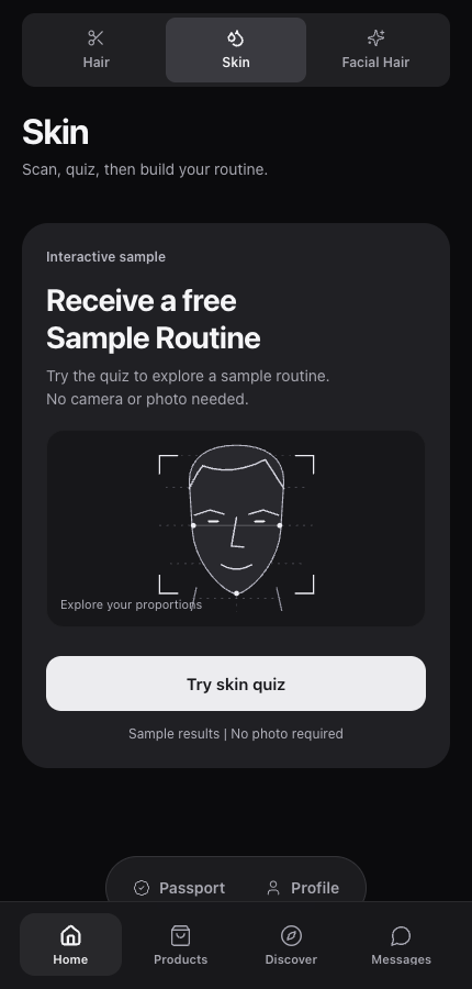 Groomr skin routine screen